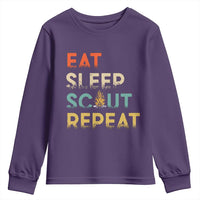Funny Eat Sleep Scout Repeat Youth Sweatshirt Scouting Outdoor Camping Nature Campfire