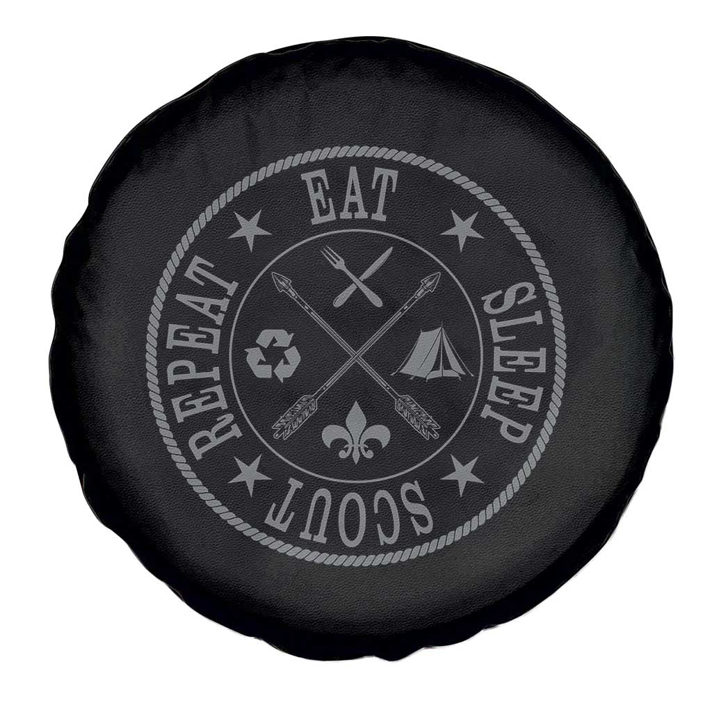 Funny Eat Sleep Scout Repeat Spare Tire Cover Scouting Outdoor Camping Nature