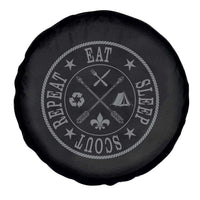 Funny Eat Sleep Scout Repeat Spare Tire Cover Scouting Outdoor Camping Nature