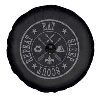 Funny Eat Sleep Scout Repeat Spare Tire Cover Scouting Outdoor Camping Nature