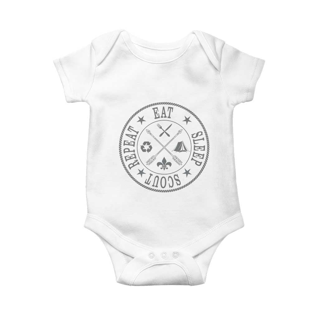 Funny Eat Sleep Scout Repeat Baby Onesie Scouting Outdoor Camping Nature