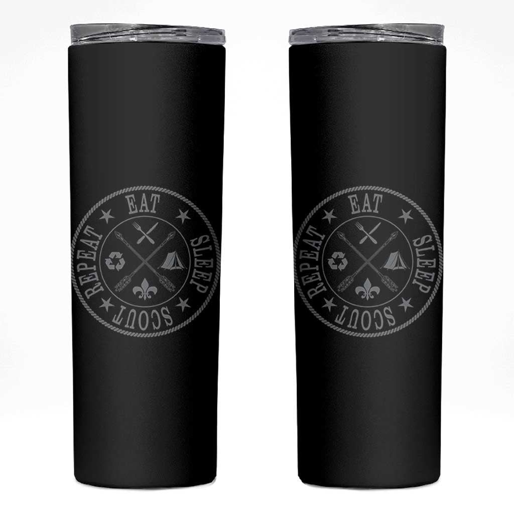 Funny Eat Sleep Scout Repeat Skinny Tumbler Scouting Outdoor Camping Nature