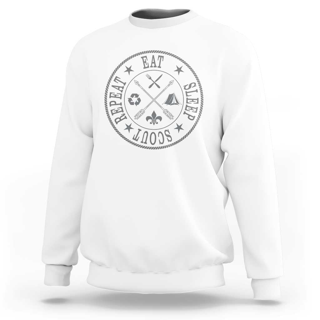 Funny Eat Sleep Scout Repeat Sweatshirt Scouting Outdoor Camping Nature
