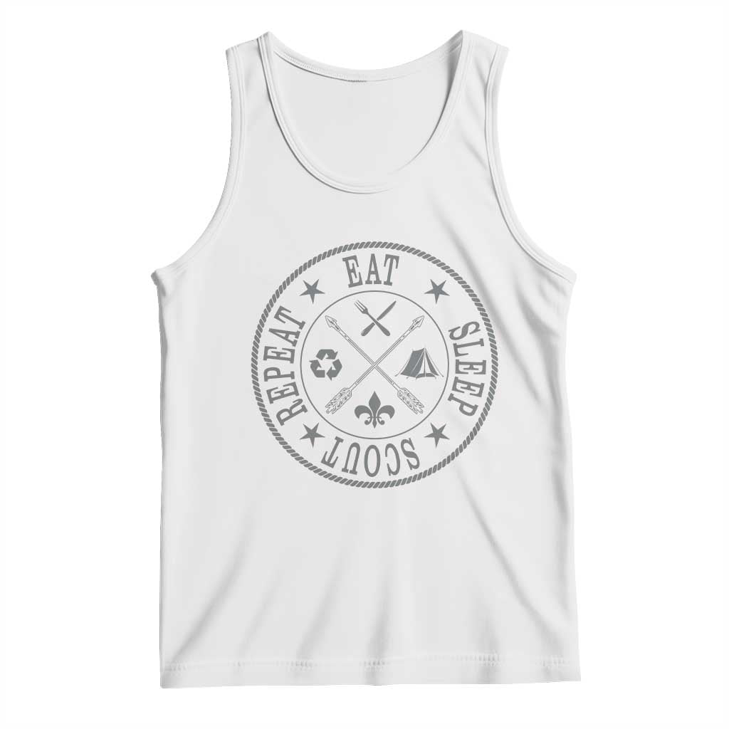 Funny Eat Sleep Scout Repeat Tank Top Scouting Outdoor Camping Nature