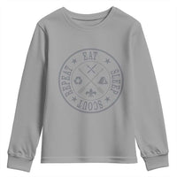 Funny Eat Sleep Scout Repeat Youth Sweatshirt Scouting Outdoor Camping Nature