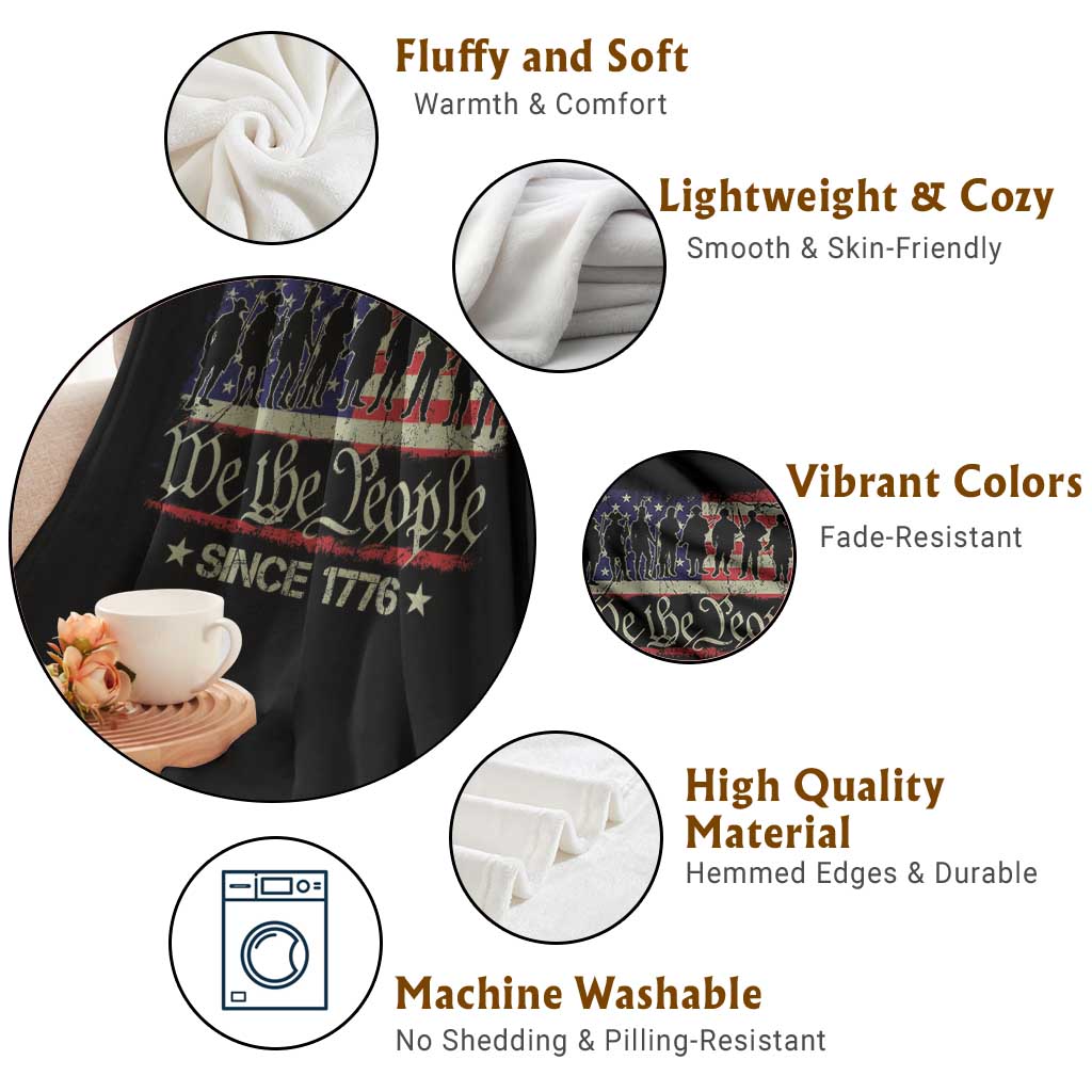 We The People Since 1776 Throw Blanket US Military Army Birthday Vintage American Flag - Wonder Print Shop