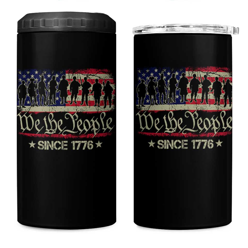 We The People Since 1776 4 in 1 Can Cooler Tumbler US Military Army Birthday Vintage American Flag