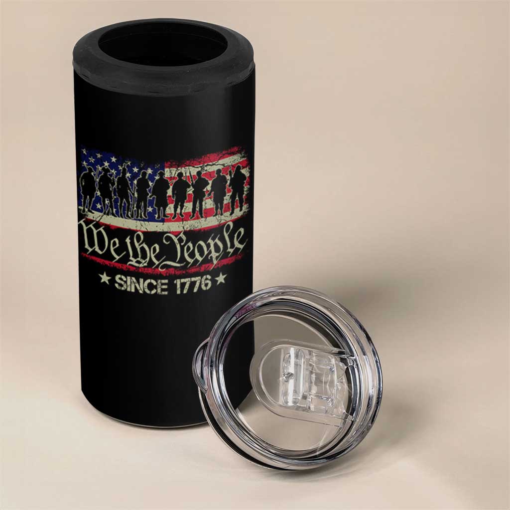 We The People Since 1776 4 in 1 Can Cooler Tumbler US Military Army Birthday Vintage American Flag