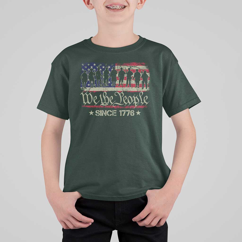 We The People Since 1776 T Shirt For Kid US Military Army Birthday Vintage American Flag