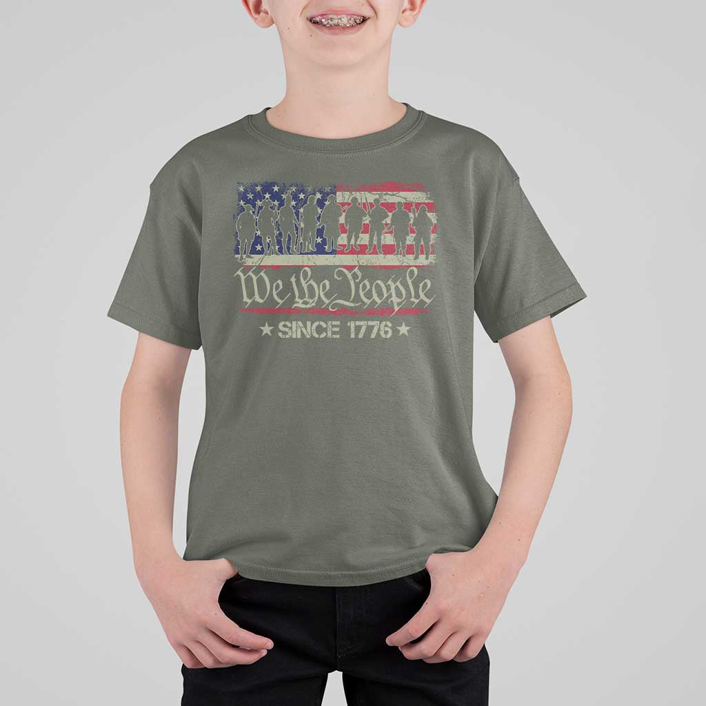 We The People Since 1776 T Shirt For Kid US Military Army Birthday Vintage American Flag