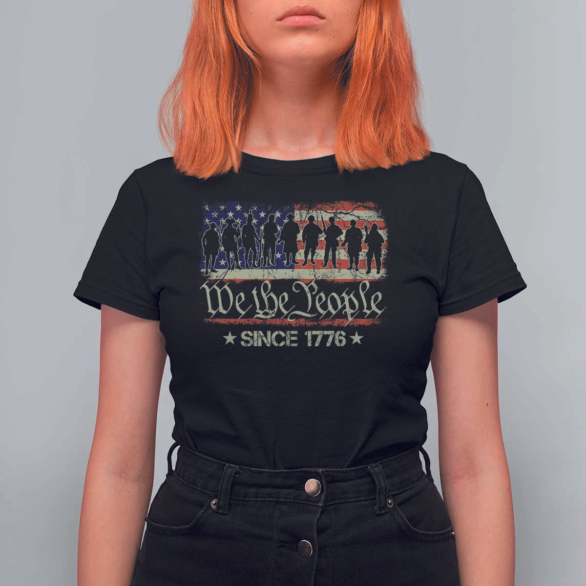 We The People Since 1776 T Shirt For Women US Military Army Birthday Vintage American Flag