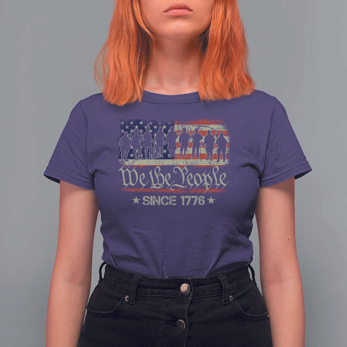 We The People Since 1776 T Shirt For Women US Military Army Birthday Vintage American Flag