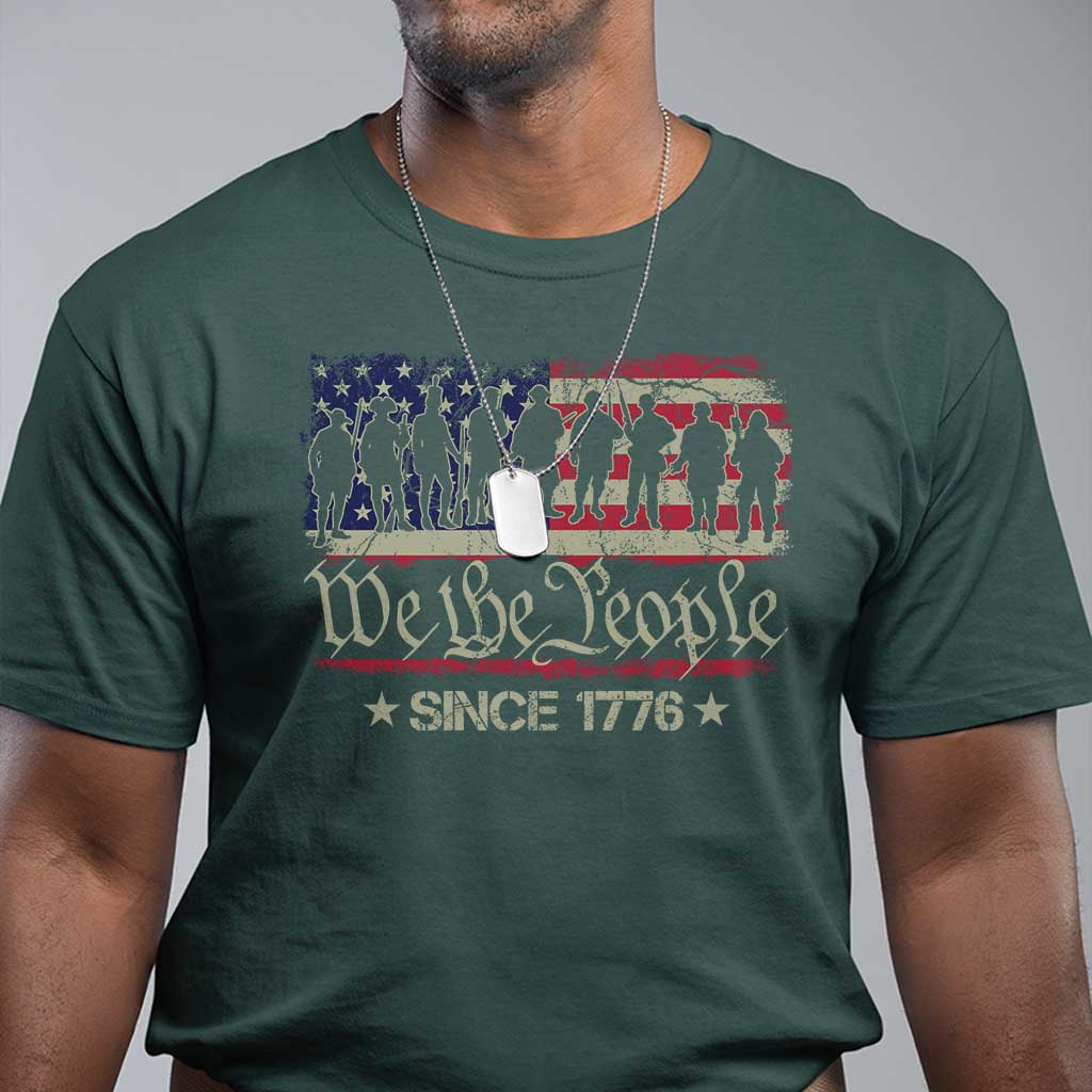 We The People Since 1776 T Shirt US Military Army Birthday Vintage American Flag