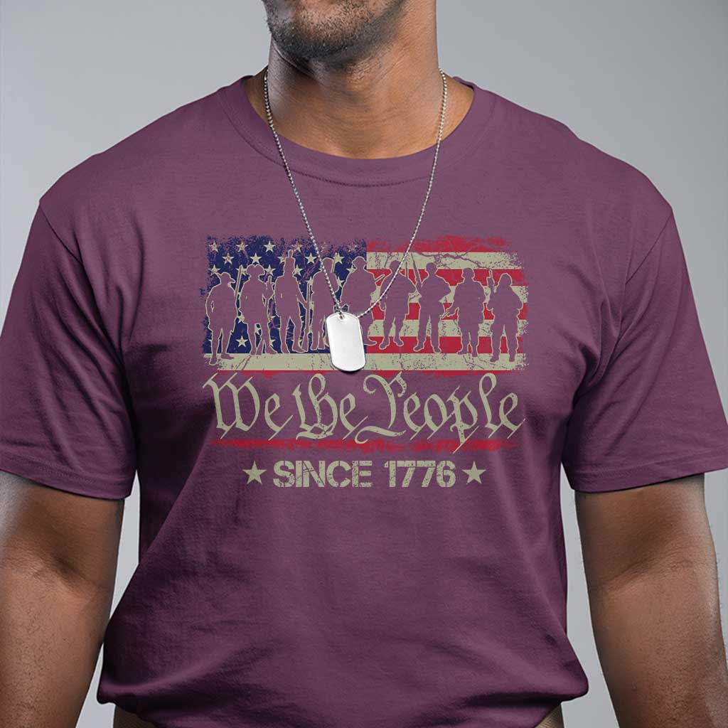 We The People Since 1776 T Shirt US Military Army Birthday Vintage American Flag