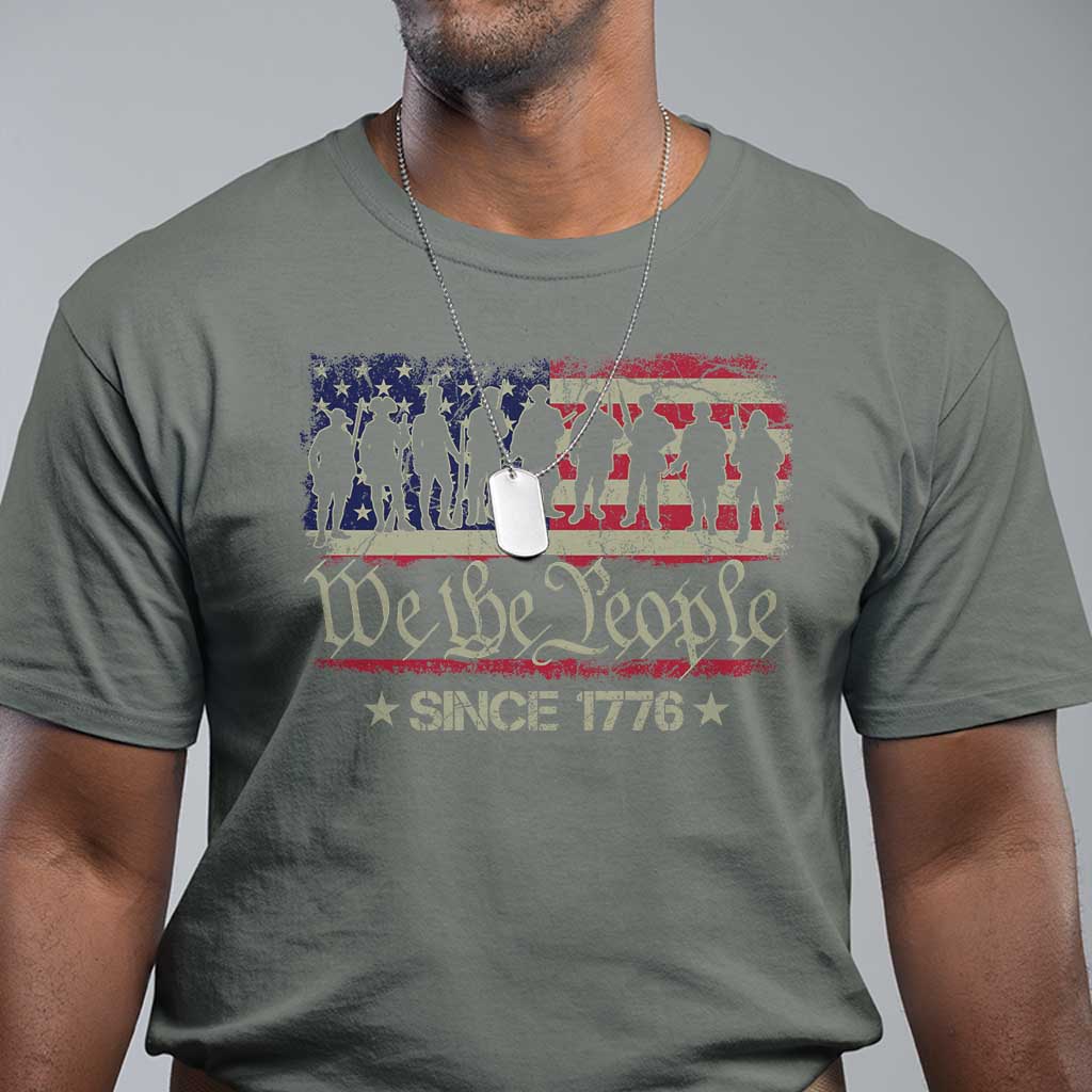 We The People Since 1776 T Shirt US Military Army Birthday Vintage American Flag