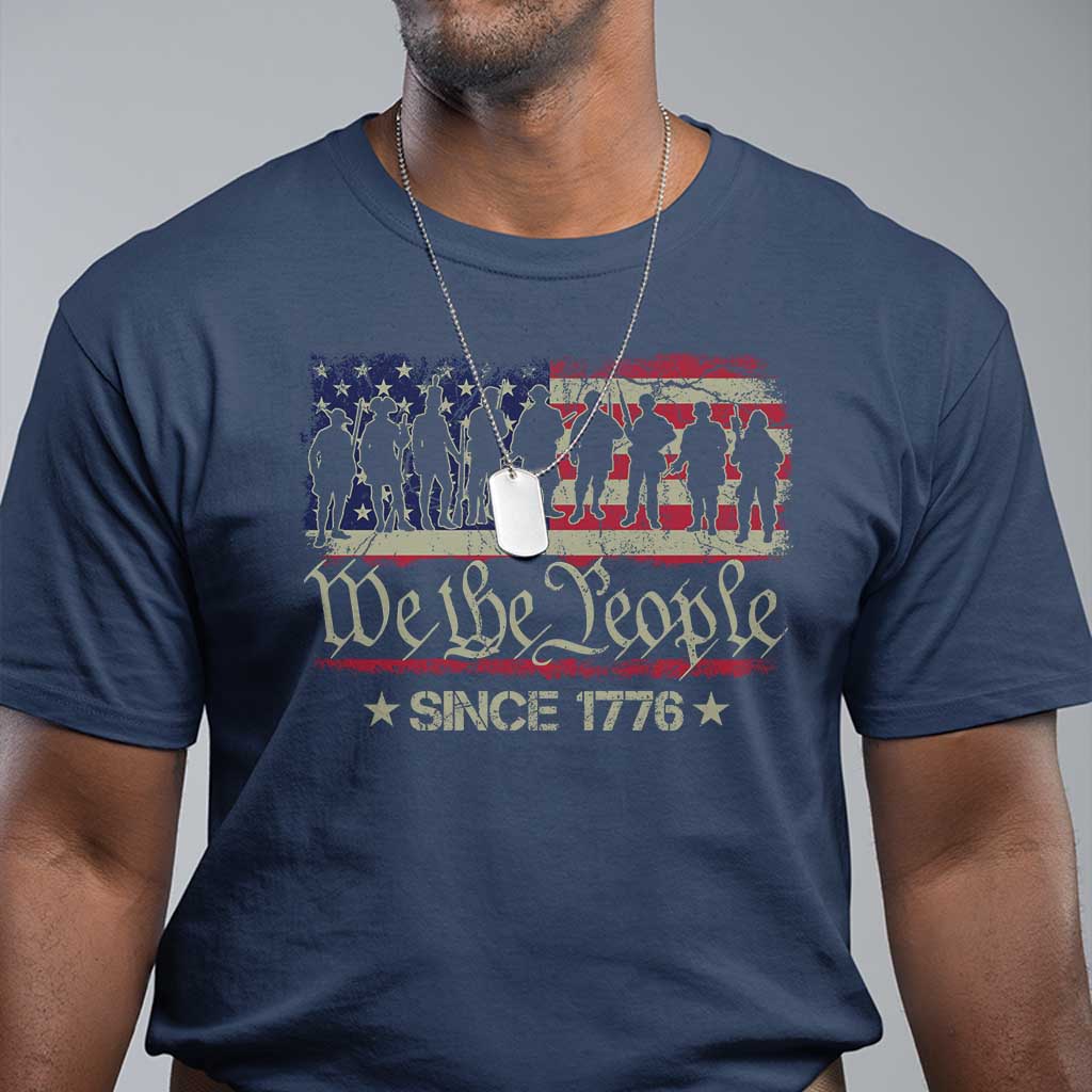 We The People Since 1776 T Shirt US Military Army Birthday Vintage American Flag