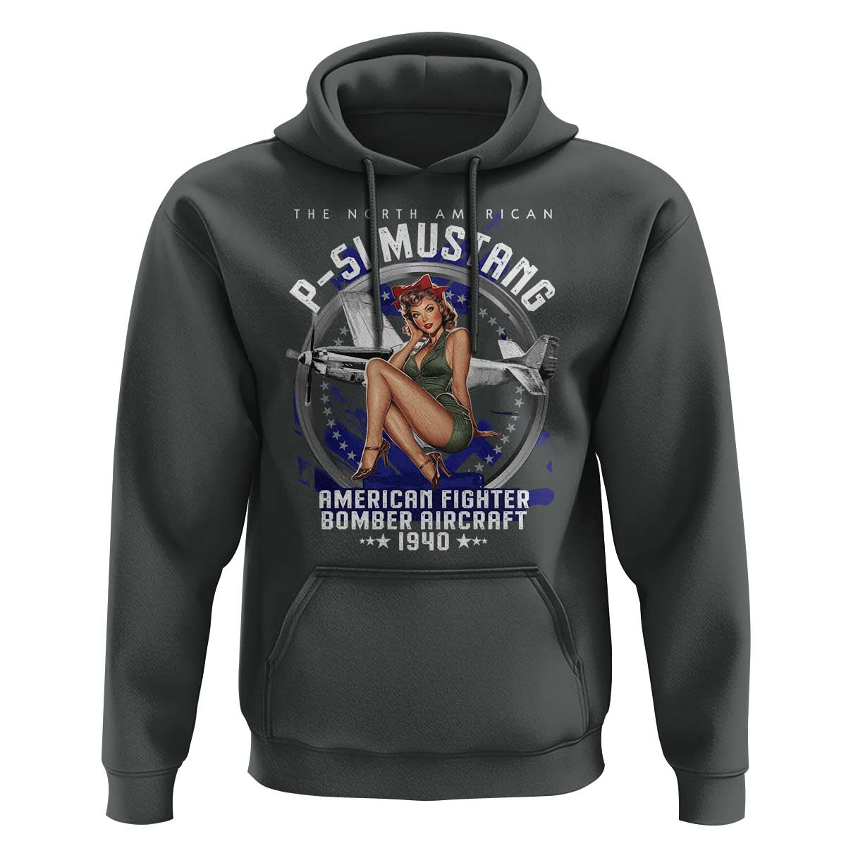 The North American P 51 Mustang American Fighter Bomber Aircraft Hoodie WW2 Aircraft Pin Up Girl