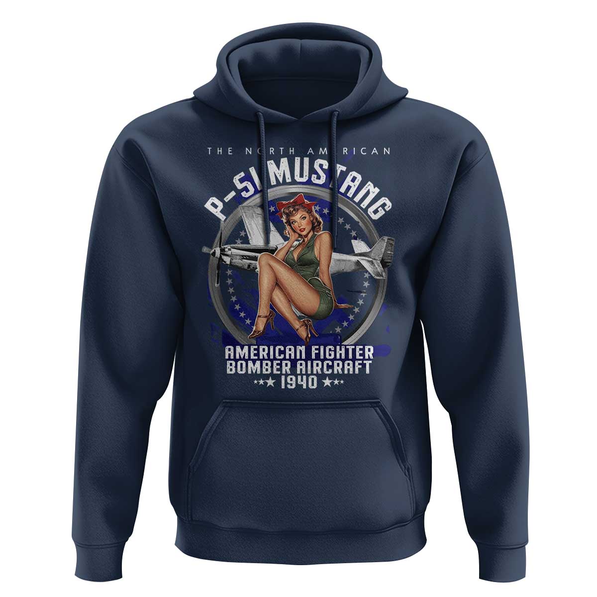 The North American P 51 Mustang American Fighter Bomber Aircraft Hoodie WW2 Aircraft Pin Up Girl