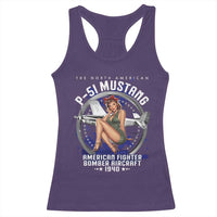 The North American P 51 Mustang American Fighter Bomber Aircraft Racerback Tank Top WW2 Aircraft Pin Up Girl