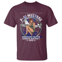 The North American P 51 Mustang American Fighter Bomber Aircraft T Shirt WW2 Aircraft Pin Up Girl