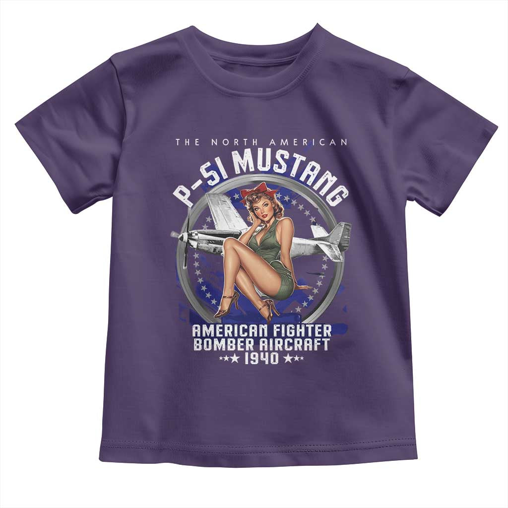 The North American P 51 Mustang American Fighter Bomber Aircraft Toddler T Shirt WW2 Aircraft Pin Up Girl