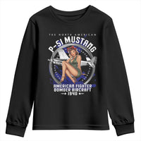 The North American P 51 Mustang American Fighter Bomber Aircraft Youth Sweatshirt WW2 Aircraft Pin Up Girl
