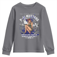 The North American P 51 Mustang American Fighter Bomber Aircraft Youth Sweatshirt WW2 Aircraft Pin Up Girl