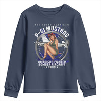The North American P 51 Mustang American Fighter Bomber Aircraft Youth Sweatshirt WW2 Aircraft Pin Up Girl