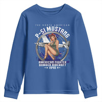 The North American P 51 Mustang American Fighter Bomber Aircraft Youth Sweatshirt WW2 Aircraft Pin Up Girl