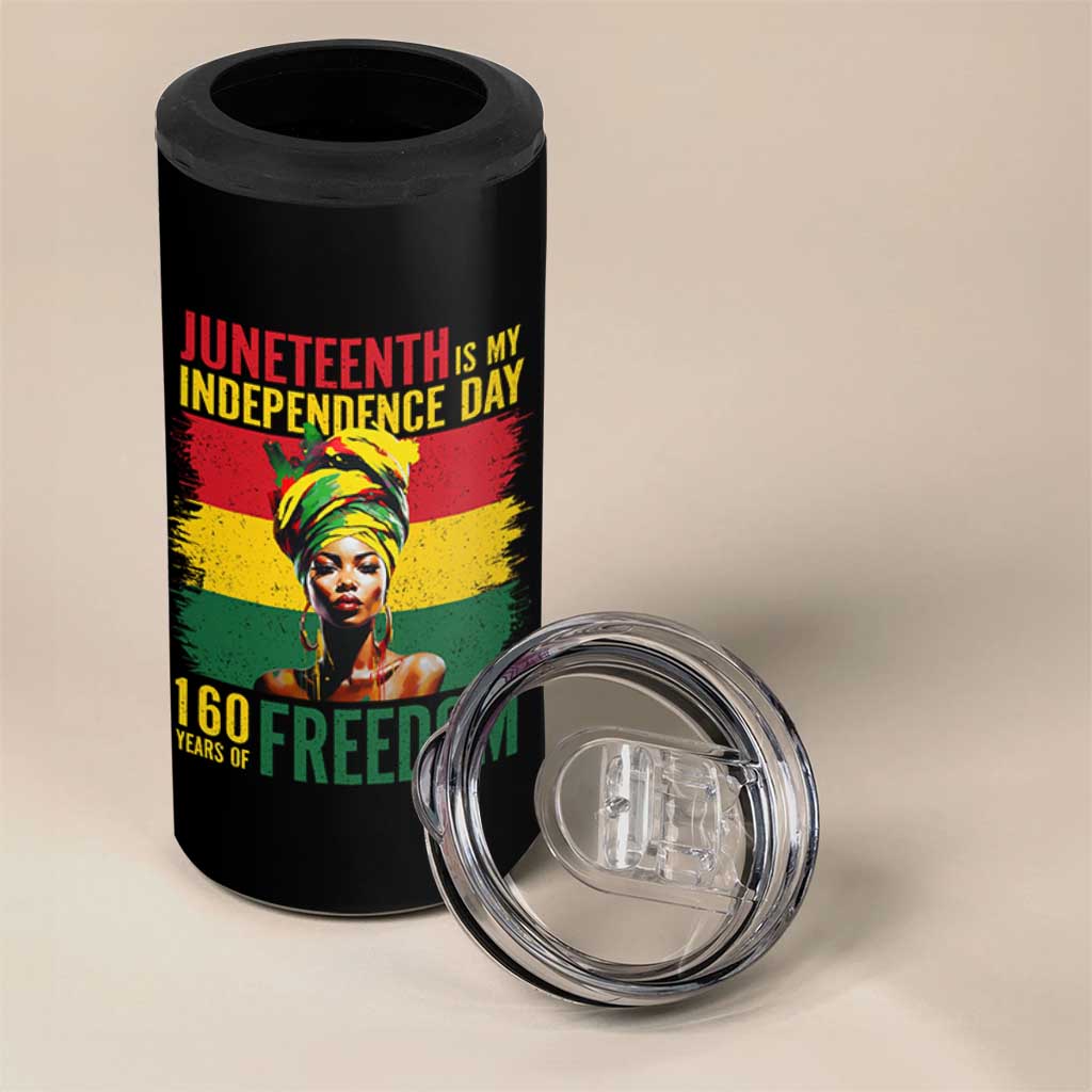 Juneteenth Is My Independence Day 160 Years Of Freedom 4 in 1 Can Cooler Tumbler