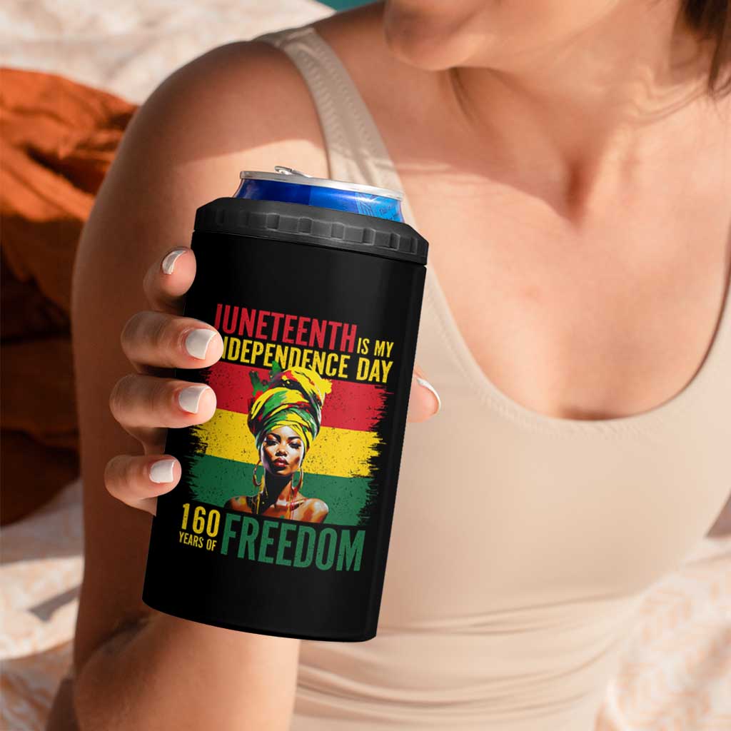 Juneteenth Is My Independence Day 160 Years Of Freedom 4 in 1 Can Cooler Tumbler
