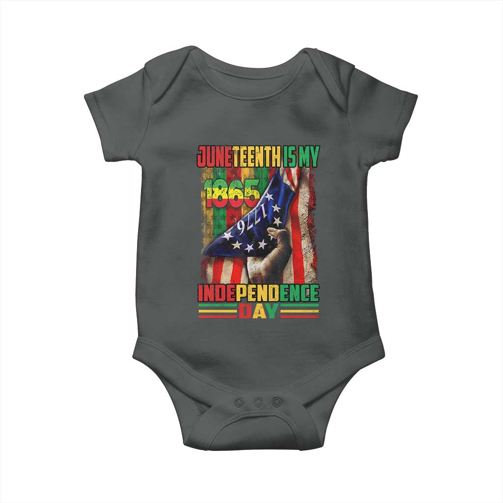 Juneteenth Is My Independence Day Baby Onesie Black Pride American Flag