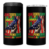 Juneteenth Is My Independence Day 4 in 1 Can Cooler Tumbler Black Pride American Flag