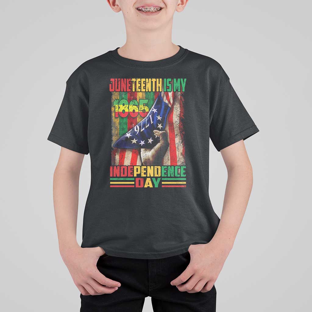 Juneteenth Is My Independence Day T Shirt For Kid Black Pride American Flag