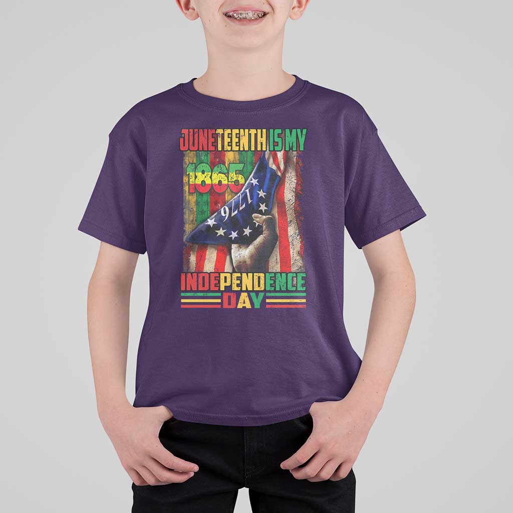 Juneteenth Is My Independence Day T Shirt For Kid Black Pride American Flag