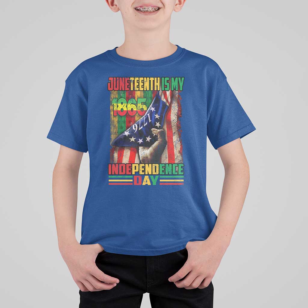 Juneteenth Is My Independence Day T Shirt For Kid Black Pride American Flag