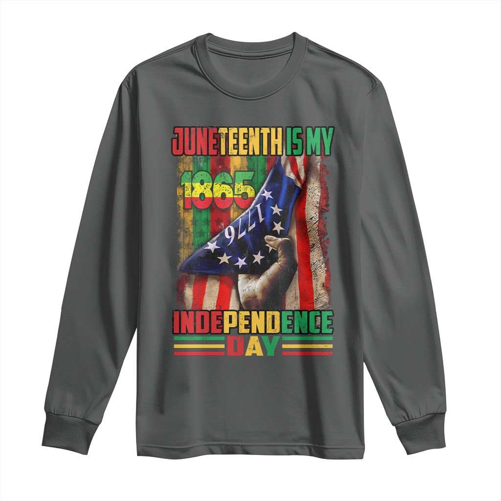 Juneteenth Is My Independence Day Long Sleeve Shirt Black Pride American Flag