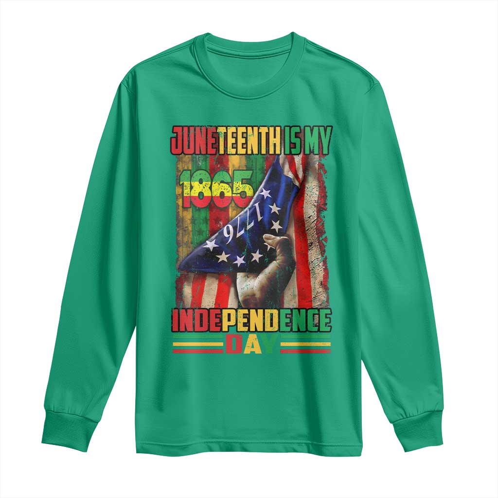 Juneteenth Is My Independence Day Long Sleeve Shirt Black Pride American Flag