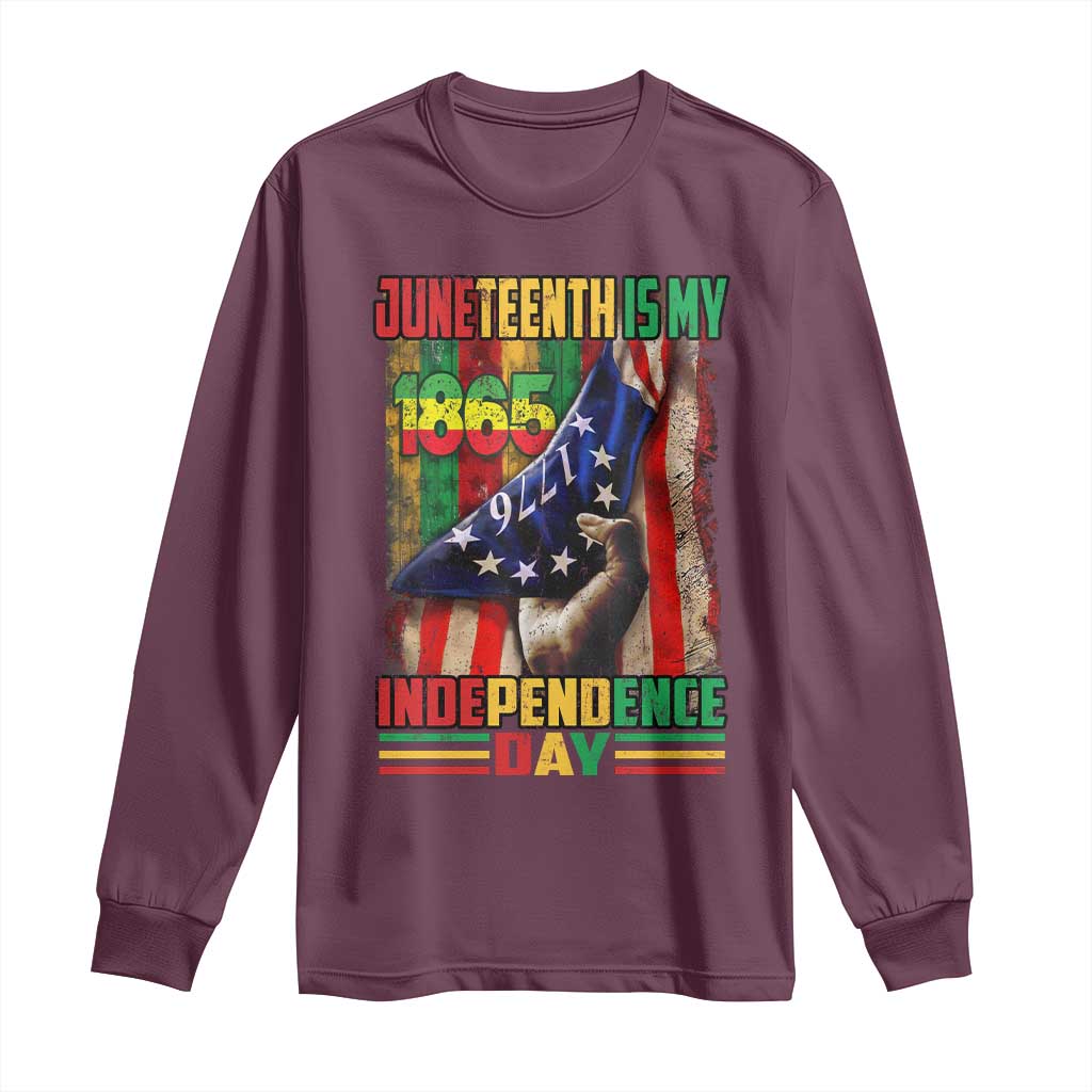Juneteenth Is My Independence Day Long Sleeve Shirt Black Pride American Flag