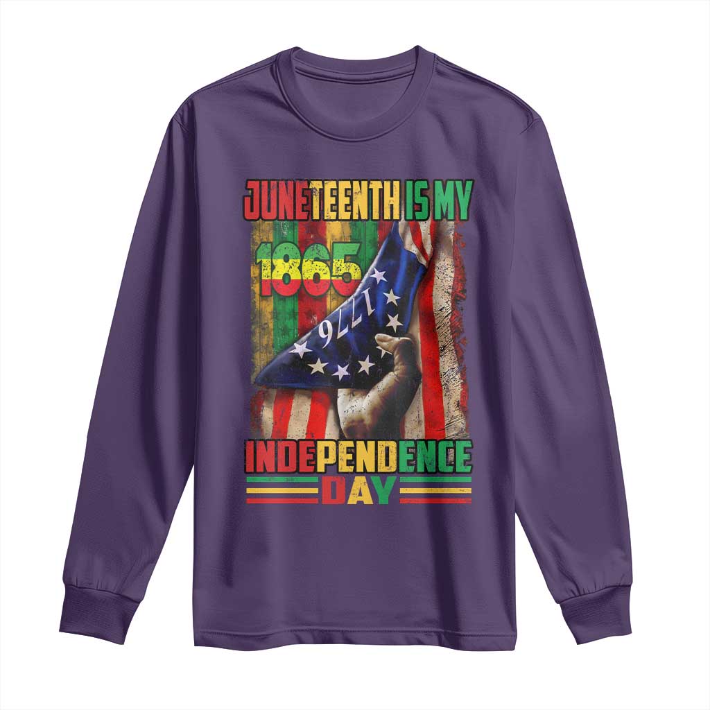Juneteenth Is My Independence Day Long Sleeve Shirt Black Pride American Flag