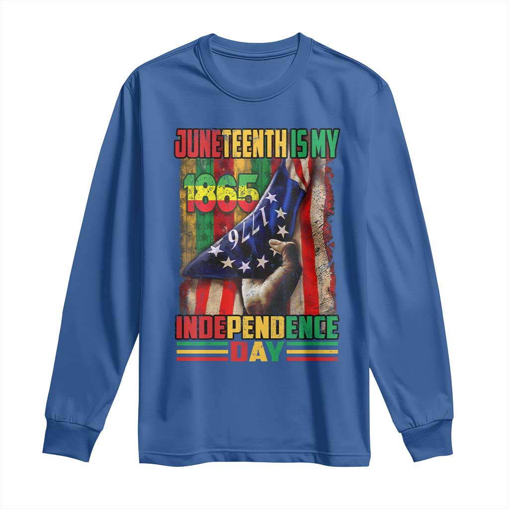 Juneteenth Is My Independence Day Long Sleeve Shirt Black Pride American Flag