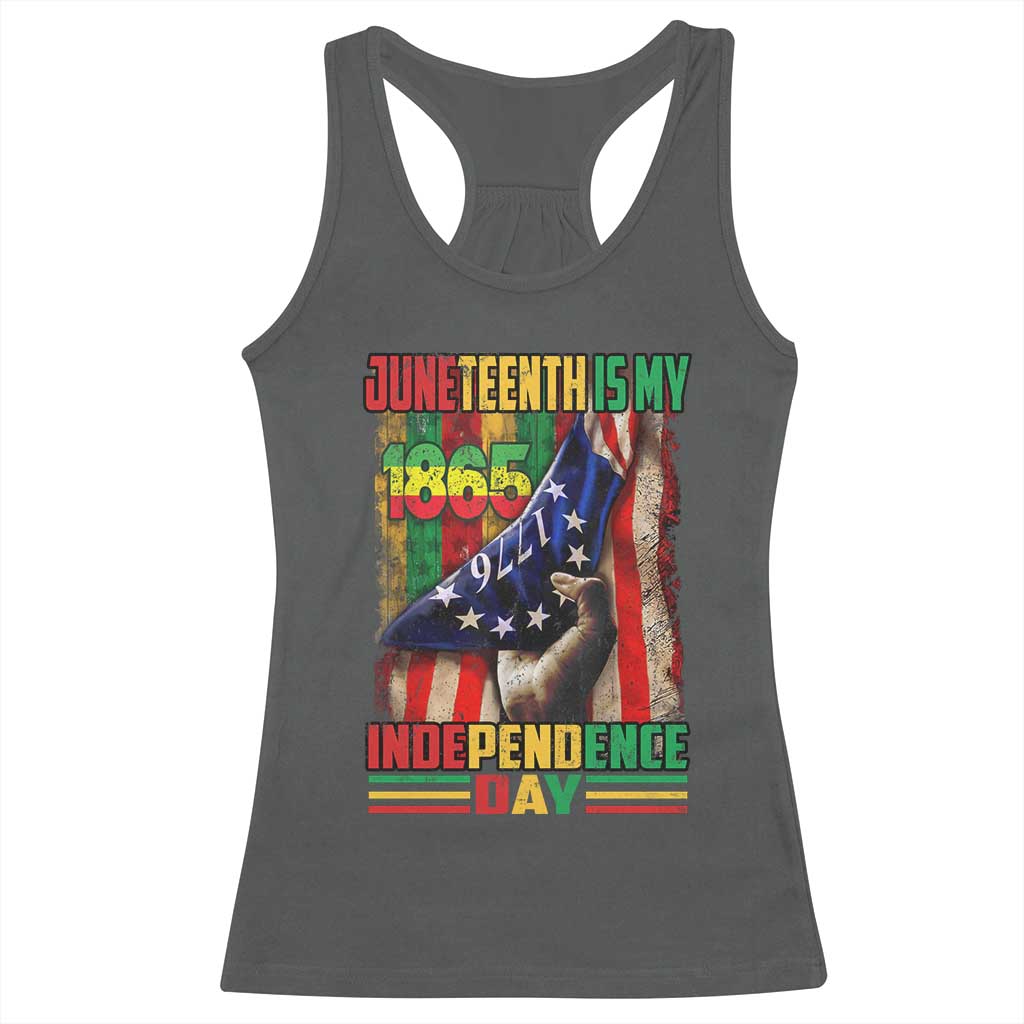 Juneteenth Is My Independence Day Racerback Tank Top Black Pride American Flag