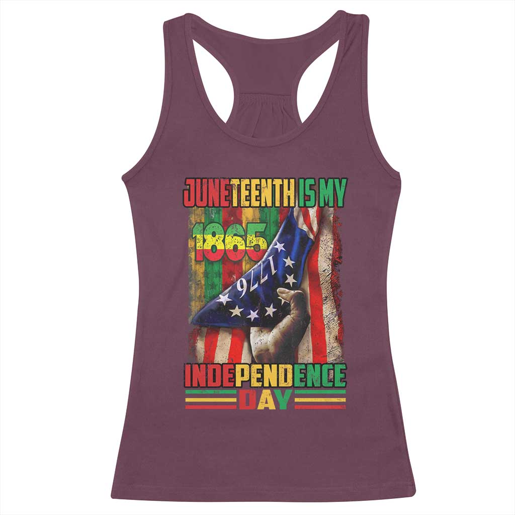 Juneteenth Is My Independence Day Racerback Tank Top Black Pride American Flag