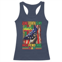 Juneteenth Is My Independence Day Racerback Tank Top Black Pride American Flag