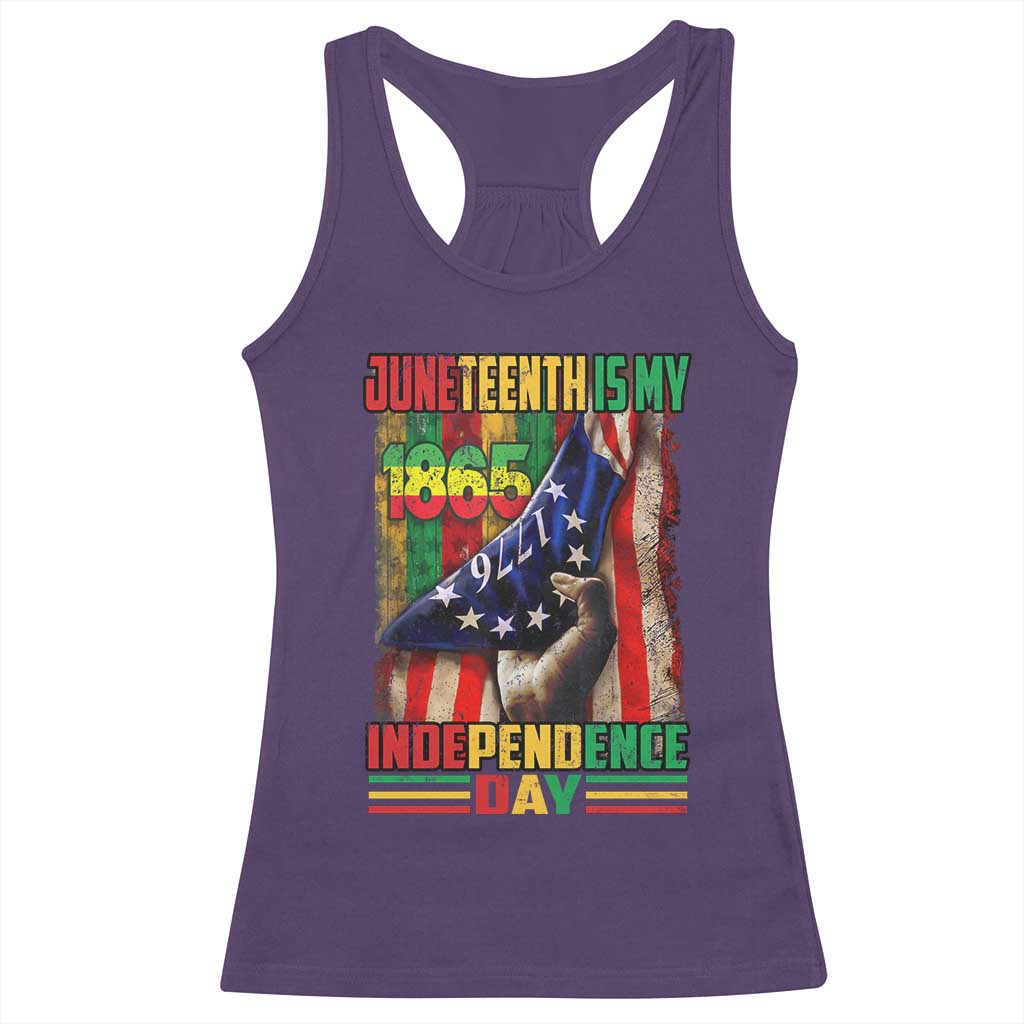 Juneteenth Is My Independence Day Racerback Tank Top Black Pride American Flag
