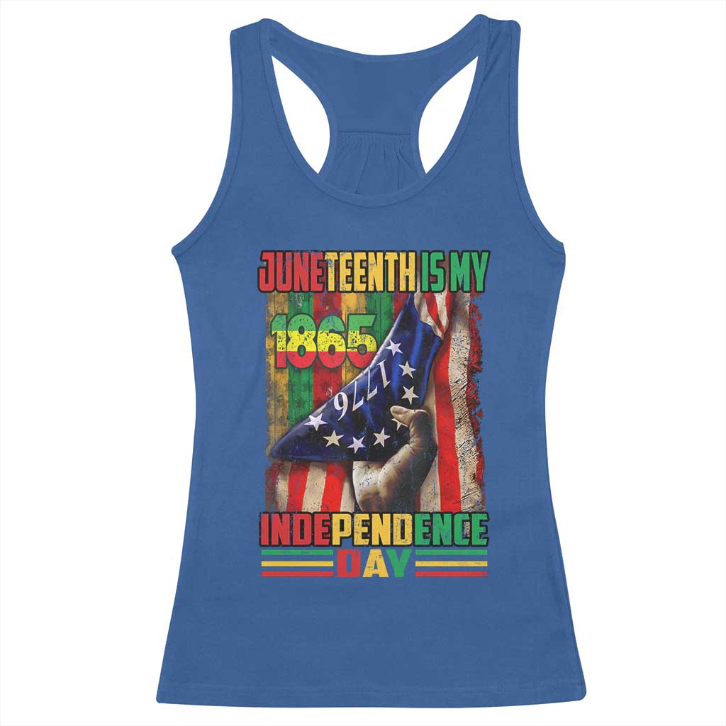 Juneteenth Is My Independence Day Racerback Tank Top Black Pride American Flag