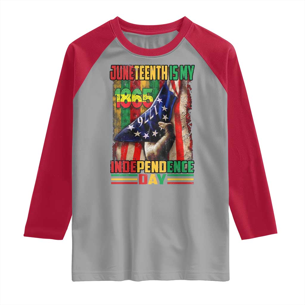 Juneteenth Is My Independence Day Raglan Shirt Black Pride American Flag