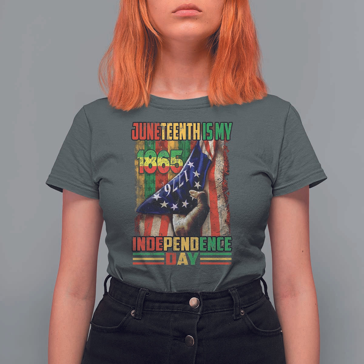 Juneteenth Is My Independence Day T Shirt For Women Black Pride American Flag