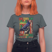 Juneteenth Is My Independence Day T Shirt For Women Black Pride American Flag