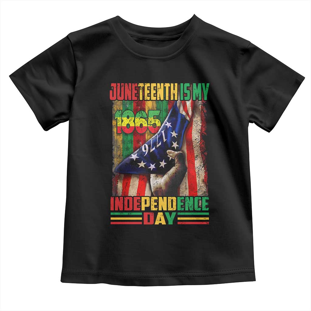 Juneteenth Is My Independence Day Toddler T Shirt Black Pride American Flag